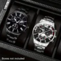 Premium Genfer Herren Quarzuhren Set in Schwarz und Silber im eleganten Business-Stil - Set 1