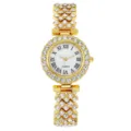 Elegant women's gold-tone quartz watch with full rhinestone-encrusted bracelet - Gold Single Watch