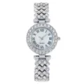 Elegant silver women's quartz watch with full rhinestone bezel and diamond-set strap - Silver Single Watch