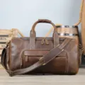 Vintage reistas van crazy horse leer grote capaciteit retro weekender tas voor heren - Koffie Groot