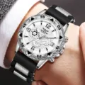Klassische Herren Quarzuhr aus Silberlegierung mit schwarzem Silikonarmband und Zifferblatt - Schwarzes Silikonarmband Silbernes Gehäuse (Stil 5)