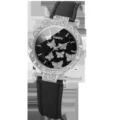 Elegante schwarze Damenuhr mit silbernem Schmetterlingszifferblatt und Kristalllünette - Mode Schmetterling Dekor Lederarmband Uhr / Silberschwarz
