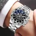 Klassische Herren Quarzuhr aus Silberlegierung mit schwarzem Zifferblatt und Blauglas - Silbernes Gehäuse Schwarzes Zifferblatt (Stil 5) / Silber