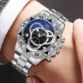 Modische Herren-Quarzuhr aus Silberlegierung mit Blaulichtglas und sportlichem schwarzem Zifferblatt - Silbergehäuse Schwarzes Zifferblatt (Stil 7)