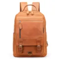 Vintage leer rugzak voor heren, bruine casual reistas en dagelijkse tas mode nieuw - Bruin