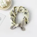 Cotton square scarf for women, vintage horse print spring fashion headscarf, elegant neckerchief. - Horse Yellow