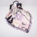 Elegant 90cm imitation silk square scarf with classic equestrian horse print design for women. - D9030-Smoky Purple