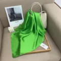 Solid color silk square scarf for women, elegant minimalist design, versatile fashion accessory. - Bright Green