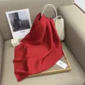 Plain red silk square scarf for women, elegant minimalist design for spring and summer daily wear. - Bright Red