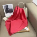 Solid color red silk scarf, elegant small neckerchief, premium chic accessory for women. - Watermelon Red