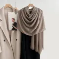 Solid color linen scarf shawl for women, lightweight draped breathable fashion accessory - Dark Khaki