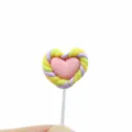 Handmade heart-shaped marshmallow lollipop clay accessory for DIY jewelry crafts - Approx 2x2cm / Light Pink