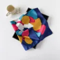 70cm bunte abstrakte Seidenschal Damen Satin Tuch quadratisch Halstuch modisches Accessoire - L7316 - Blau