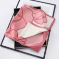 Spring printed small silk scarf pink square scarf women fashion neck scarf stylish. - L7022-Pink Flower