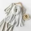 White pleated faux silk scarf for women, lightweight 180x90cm shawl style variant. - White
