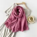 Pink pleated long scarf for women featuring elegant accordion texture and soft fabric - Pink