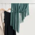 Green linen scarf, solid color lightweight gauze shawl for women, casual summer accessory. - Haqing Green