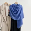 Blue linen gauze scarf, solid color cotton scarf, lightweight summer shawl for women. - Royal Blue
