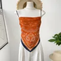Summer sexy paisley bandana camisole top women fashion backless halter crop top beach wear - Caramel Paisley