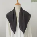 Elegant solid color dark brown small square silk scarf for women, classic professional neckerchief. - Coffee