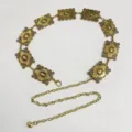 Vintage χρυσή μεταλλική αλυσίδα μέσης για γυναίκες, ρετρό τετραγωνική σκαλιστή ζώνη φόρεματος. - Αντικέ Χρυσό