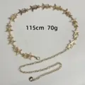 Gold Star Chain Belt Women Fashion Metal Waist Band Dress Accessory Length 115cm - Pentagram Waist Chain / Gold