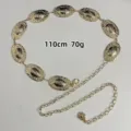 Metall Taillenkette für Damen, schicke ovale Platten, verstellbarer Gürtel für Kleider. - Ovale Scheiben Taillenkette / Gold