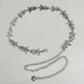 Silver star waist chain detail, fashion metal belt accessory for dresses and stylish outfits. - Pentagram Waist Chain / Silver