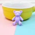 Adorable purple matte resin teddy bear charm for DIY phone case and stationery decoration - 10 Pieces/Pack / Light Purple