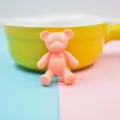 Cute peach pink matte resin bear charm for DIY phone case and hair accessories decoration - 10 Pieces/Pack / Orange Pink
