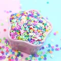 Detailansicht bunter Polymer-Ton-Ringscheiben für DIY-Schleim und Bastelarbeiten - Mehrfarbiger Kreisstil / 100g Packung