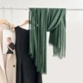 Linen cotton scarf solid green lightweight shawl wrap for women summer sun protection - Dark Green Square 11cm