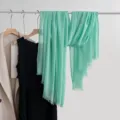 Solid color cotton linen scarf lightweight mint green shawl breathable summer sun protection wrap - Aqua Green