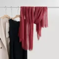 Red cotton linen scarf solid color lightweight shawl for women daily casual outdoor wear. - Jujube Red