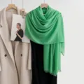 Cotton linen scarf solid color lightweight breathable shawl for women daily fashion spring summer - Emerald Green