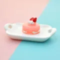 Miniature pink strawberry resin cake charm for DIY jewelry and cream glue craft accessories - Strawberry Cake Design / 10 Pieces/Pack / Pink Strawberry