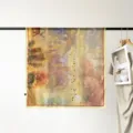 90cm satin square silk scarf with artistic landscape print, elegant women accessory for stylish looks. - Sunset And Wild Geese