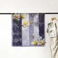 90cm square silk scarf for women, elegant floral print satin headscarf and fashion wrap. - Purple Magnolia