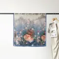 90cm Satin Square Scarf Floral Landscape Print Elegant Women Silk Head Scarf Shawl Wrap - Blue Peach Blossom
