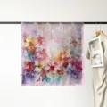 90cm floral print silk satin square scarf for women, elegant watercolor flower design headscarf. - Colorful