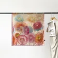 90cm satin square floral scarf for women, elegant watercolor flower print neckerchief. - Colorful Floral