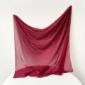 Plain Turkish gauze large square scarf in wine red, lightweight breathable fabric. - Burgundy