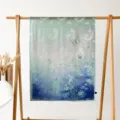 Spring summer women long silk scarf gradient blue butterfly floral print sun protection beach shawl - Blue Butterfly