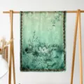 Detailed view of green floral satin long scarf, elegant lotus shawl for women summer. - Four Gentlemen (Plum, Orchid, Bamboo, Chrysanthemum)