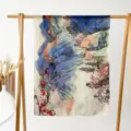 Spring summer long silk scarf women landscape print shawl fashion elegant sun protection wrap - Vast Mountains and Rivers