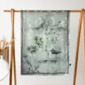 Spring summer long silk scarf women floral pavilion print elegant satin shawl wrap - Riverside Breeze