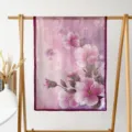 Spring summer women long silk scarf floral printed fashion shawl elegant beach sunscreen wrap - Pink Peach Blossom Style