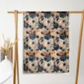 Spring summer women long silk scarf floral print elegant satin shawl sun protection wrap - Blue Enchantress