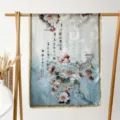 Spring summer Chinese style women long silk scarf floral printed sun protection beach shawl wrap - Poetic and Picturesque