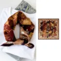 Detailed view of the Chinese style mulberry silk square scarf with vintage landscape print. - Crane Style